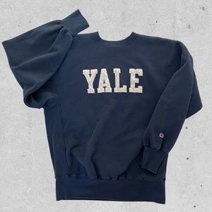RARE Vintage Champion Yale University Reverse Weave Crewneck Sweatshirt Navy